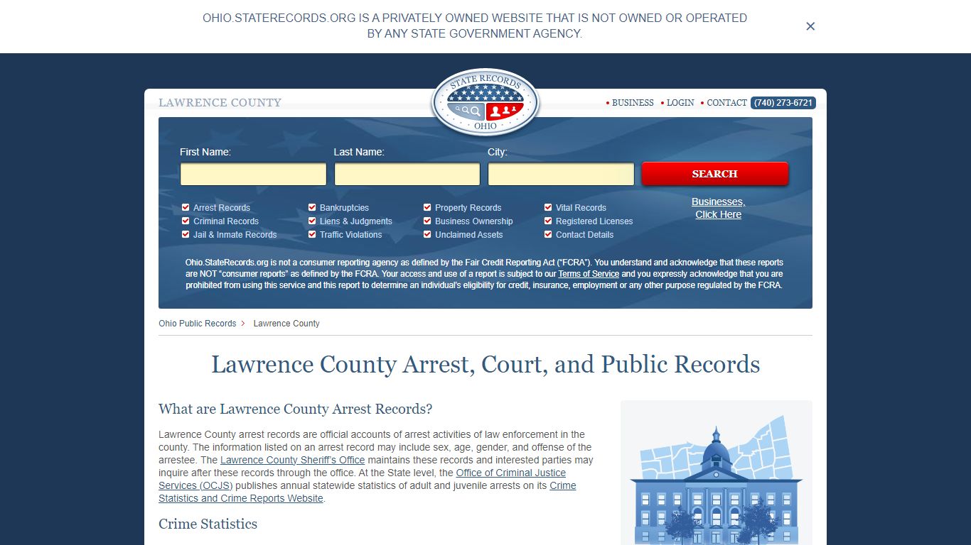 Lawrence County Arrest, Court, and Public Records