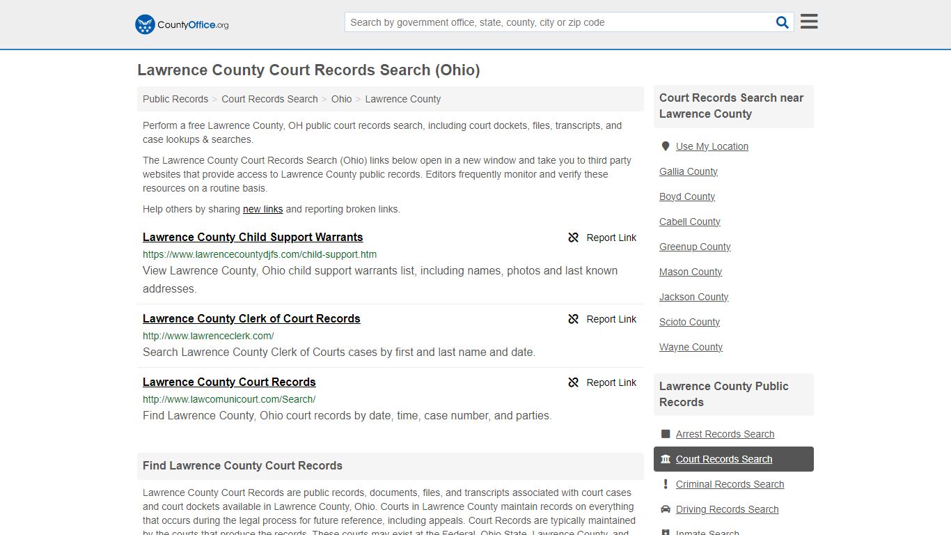 Lawrence County Court Records Search (Ohio) - County Office