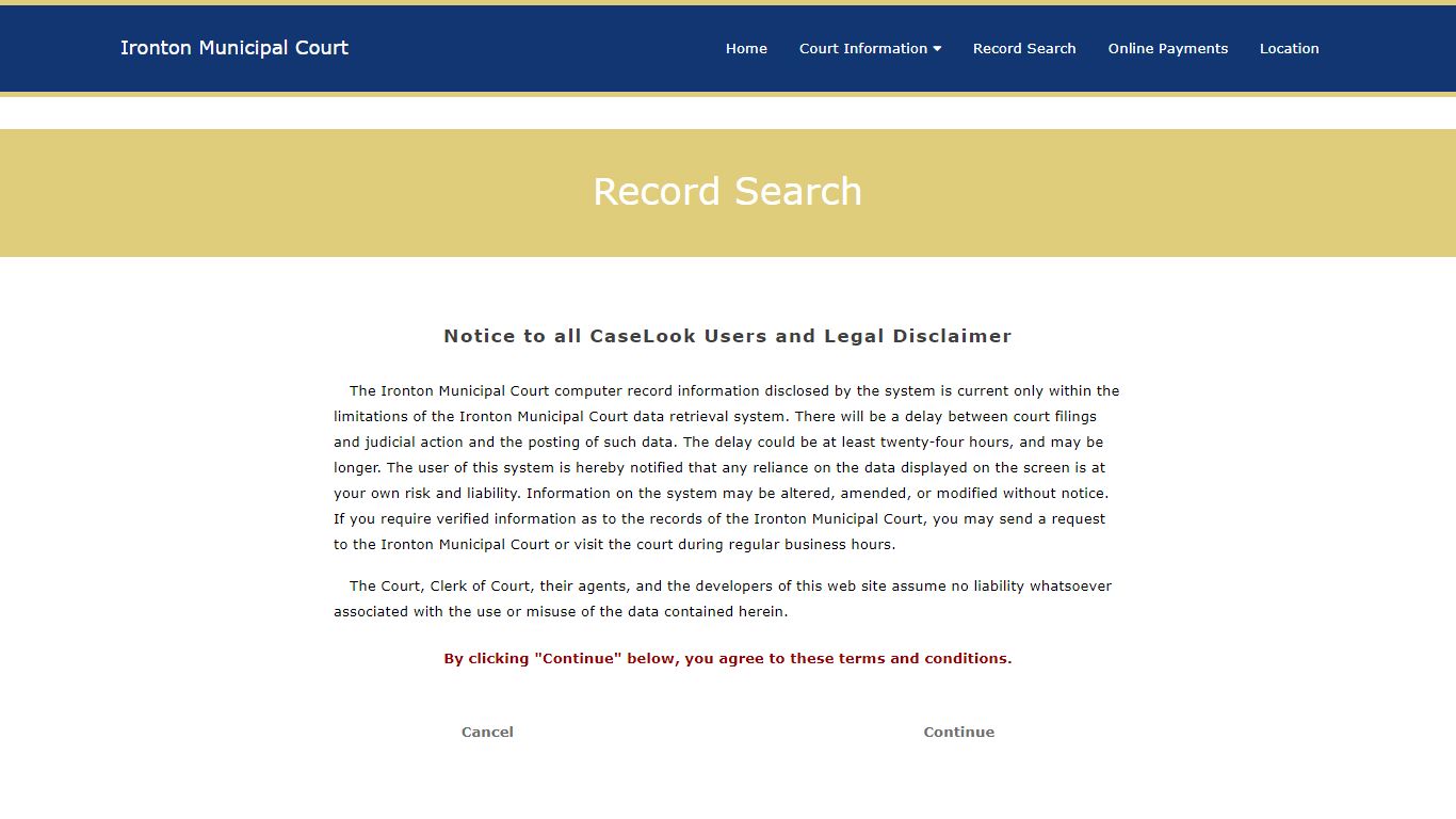 Ironton Municipal Court - Record Search