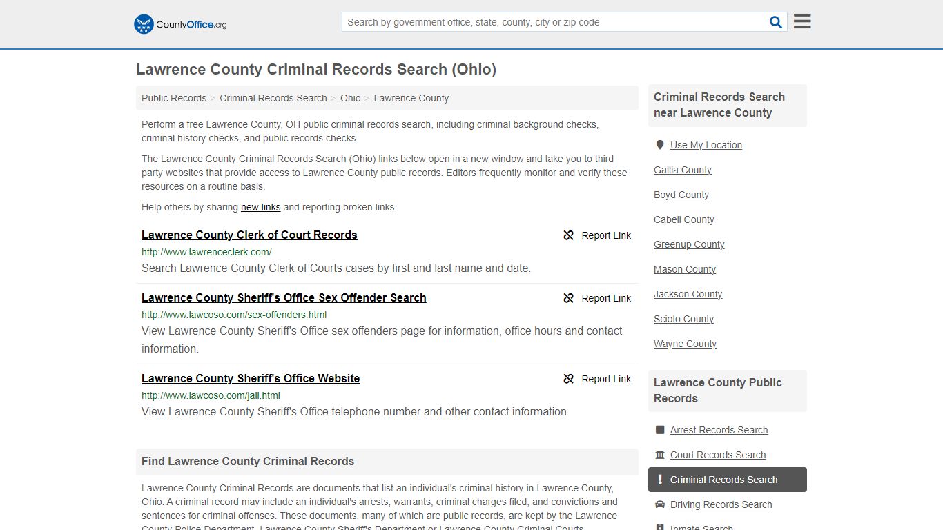 Criminal Records Search - Lawrence County, OH (Arrests, Jails & Most ...